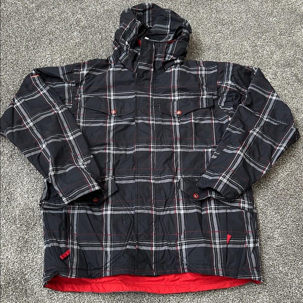 Ripzone Core 5K mm Ski/Winter/Snowboard Jacket- Large-gray/red plaid
